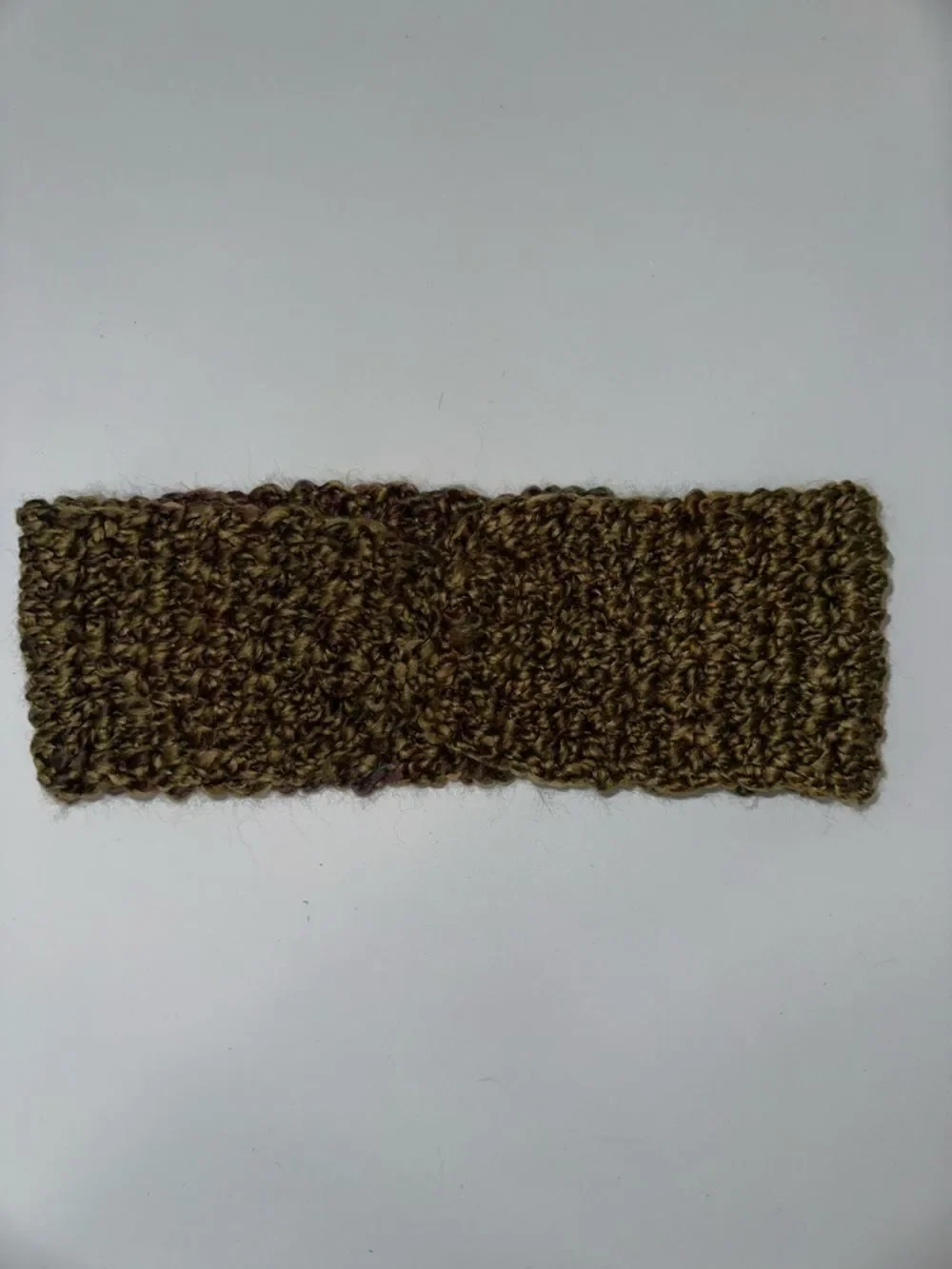 Hand Crochet Camo Green Purple Burgundy Twist Front Headband